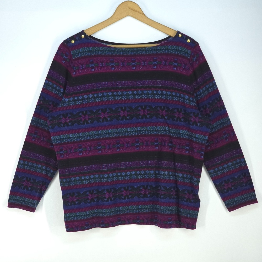Lauren Ralph Lauren Colorful Sweater Womans 2X Long Sleeve Boat Neck Pullover